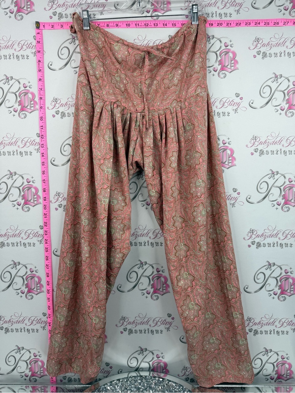 Harem pants bottoms orange Boho Paisley Harem Pants in Dusty Rose wide leg